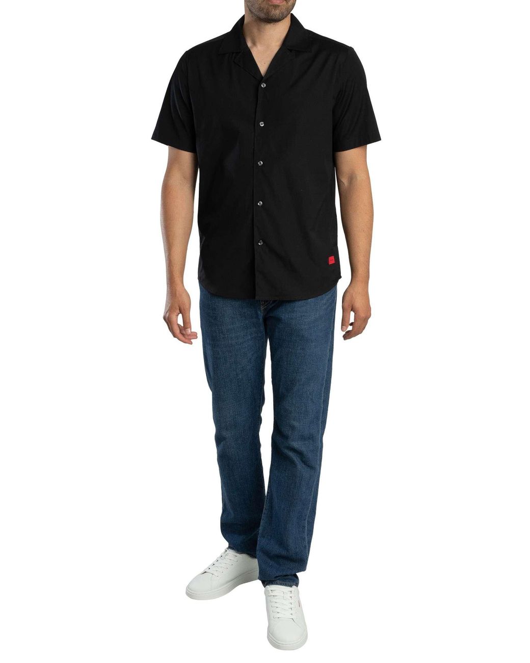 HUGO Black Ellino Shortsleeved Shirt for men