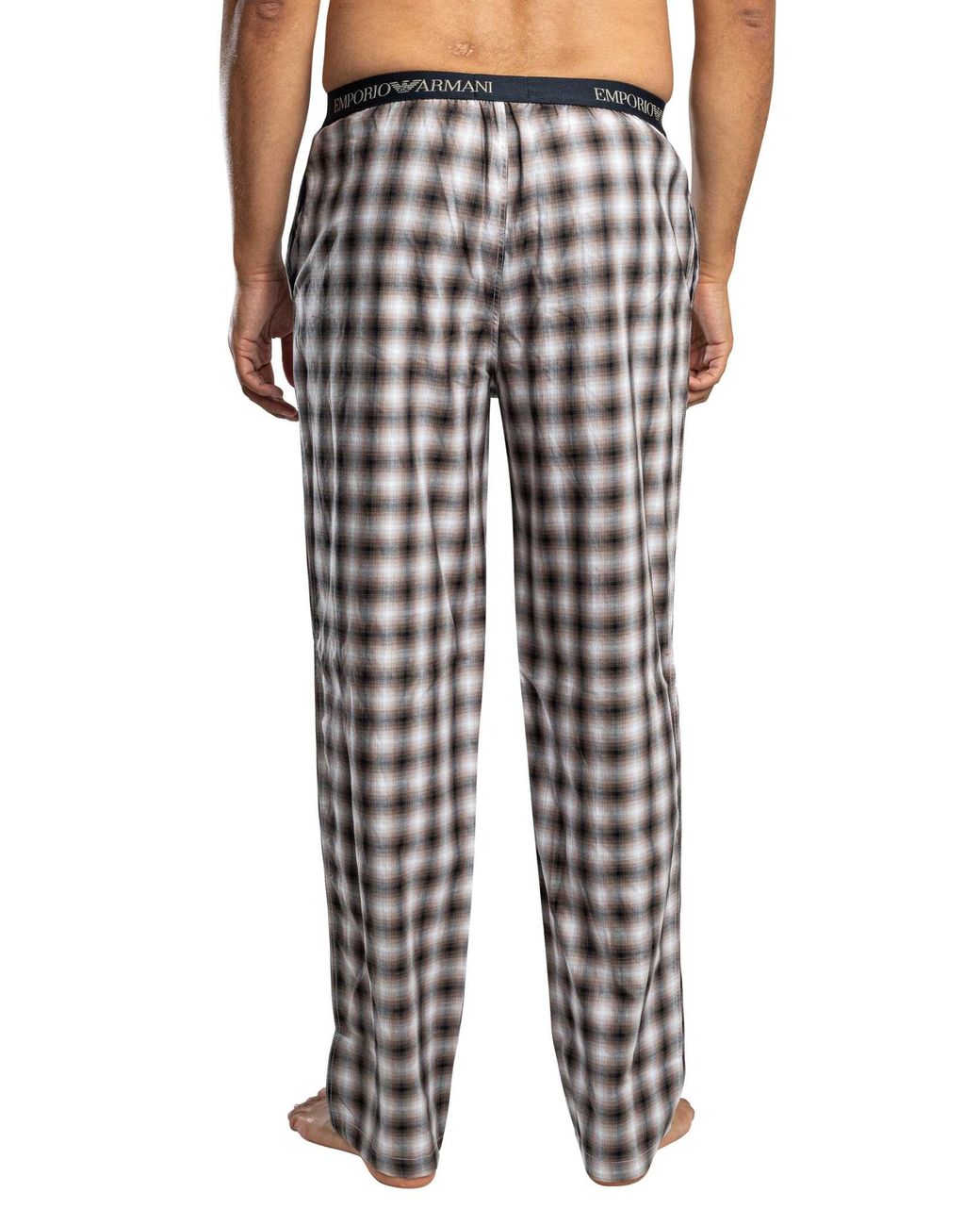 Emporio Armani Blue Big Check Longsleeved Pyjama Set for men