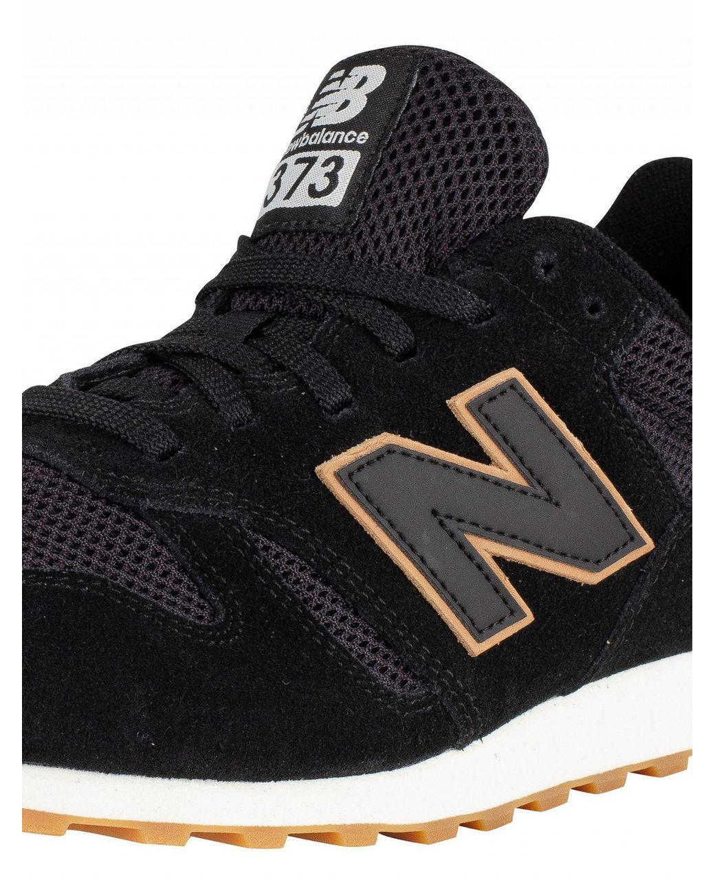 New Balance Black/tan 373 Suede Trainers for Men | Lyst