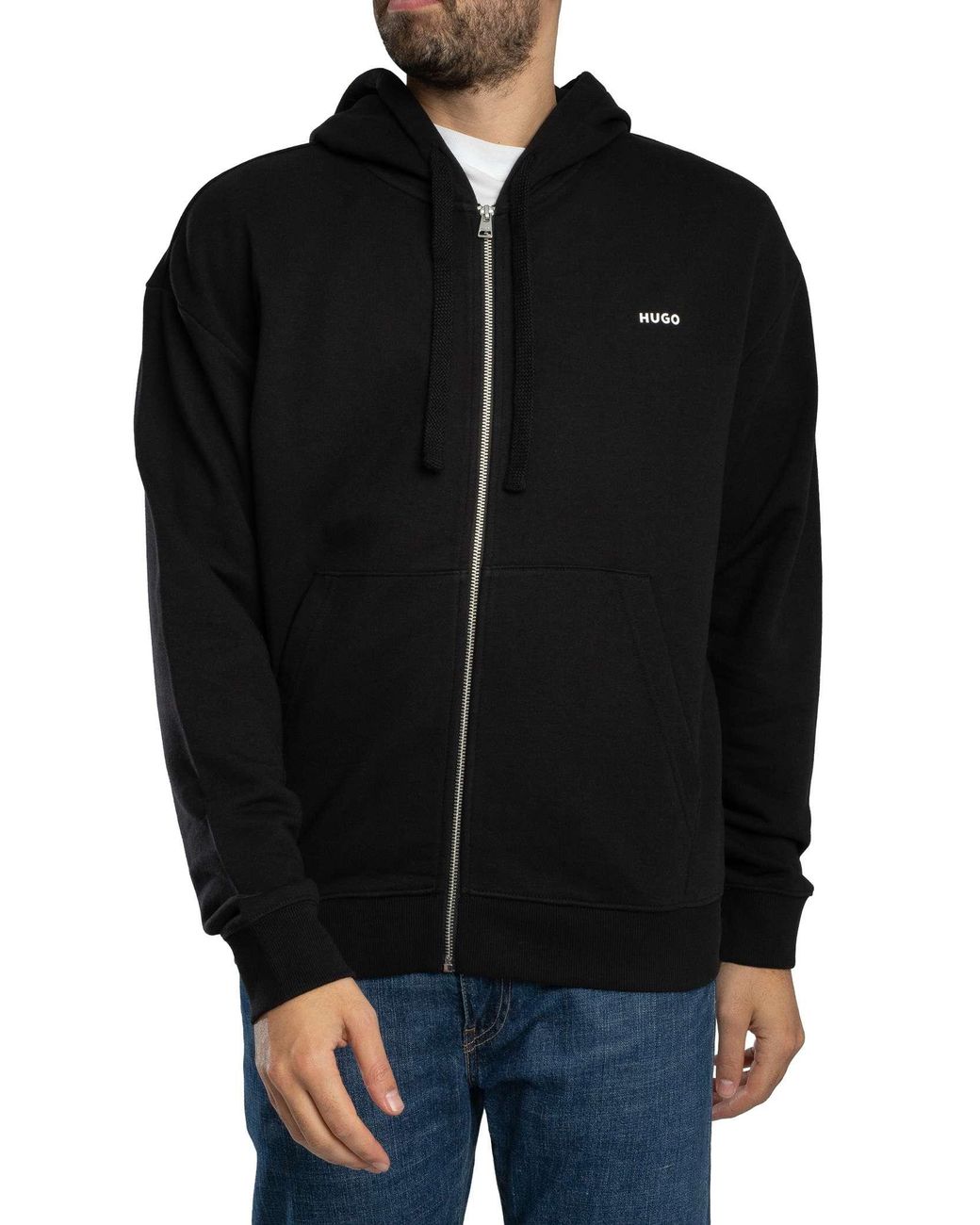 HUGO Black Dapozip Zip Hoodie for men