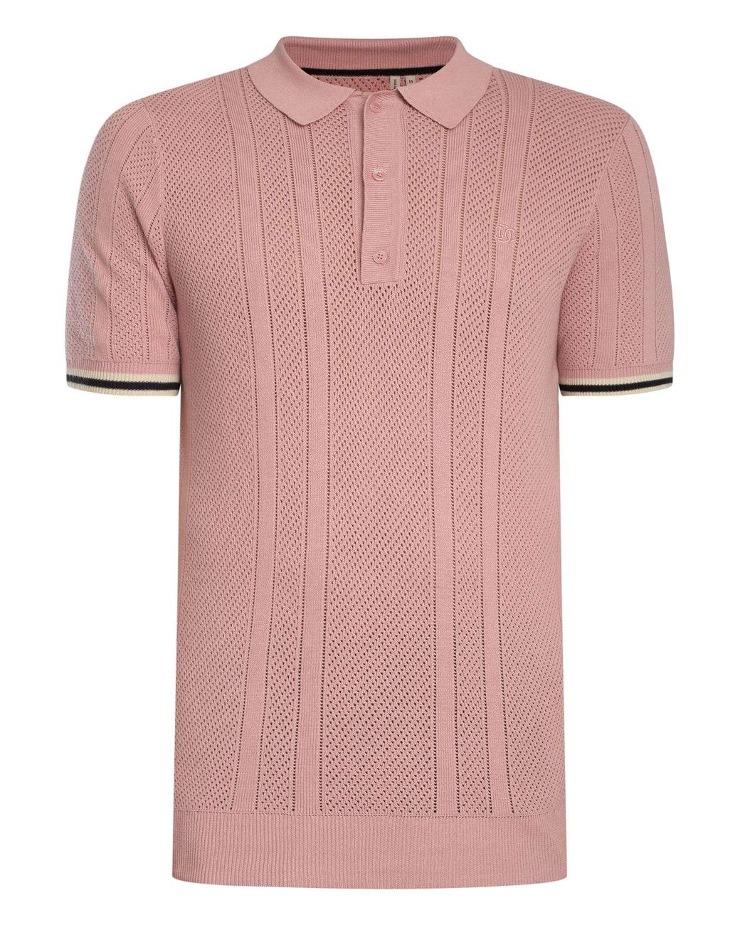 Superdry Pink Knitted Texture Polo Shirt for men