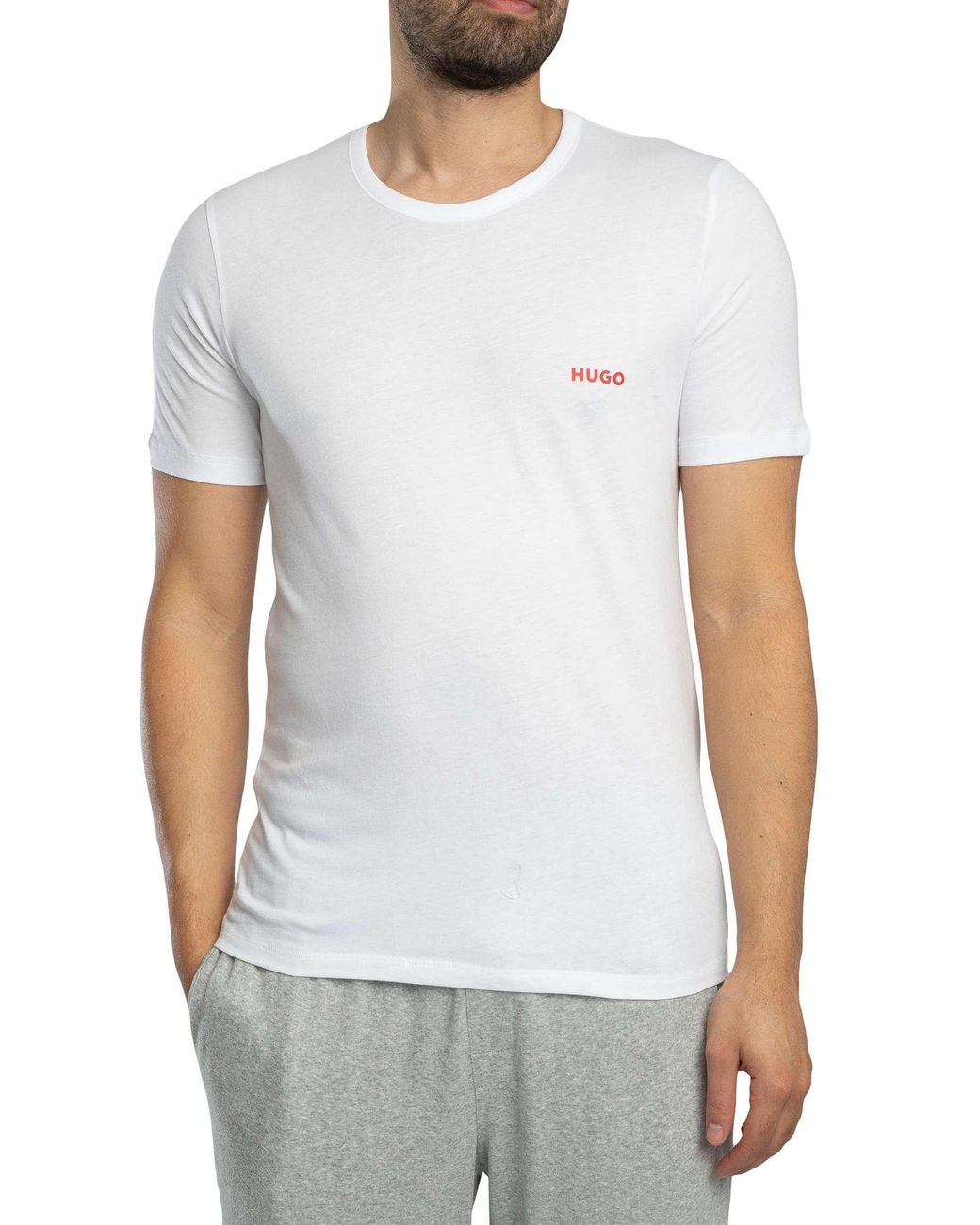 HUGO White 3 Pack Crew Lounge T-Shirt for men