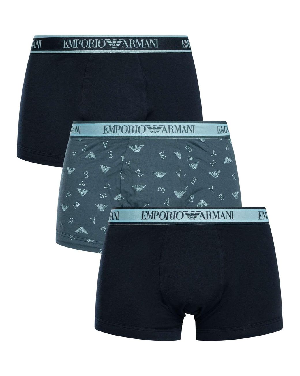 Emporio Armani Blue 3 Pack Trunks for men