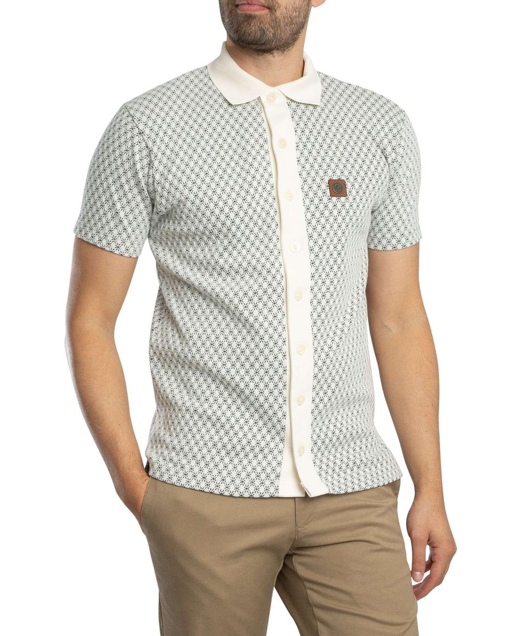 Trojan White Diamond Jacquard Polo Shirt for men