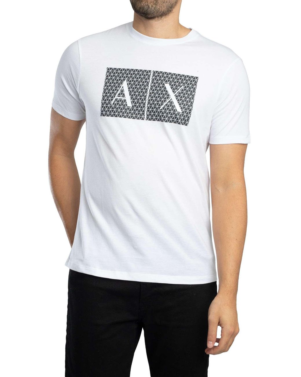 ARMANI EXCHANGE White Raised Graphic Slim T-Shirt for men