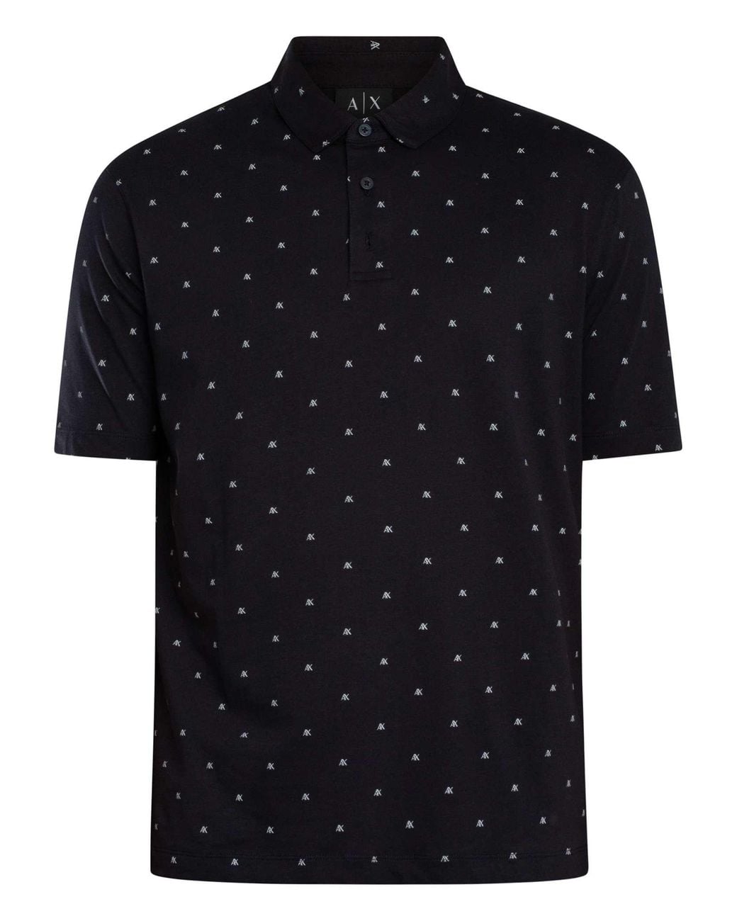 ARMANI EXCHANGE Black Logo Pattern Polo Shirt for men