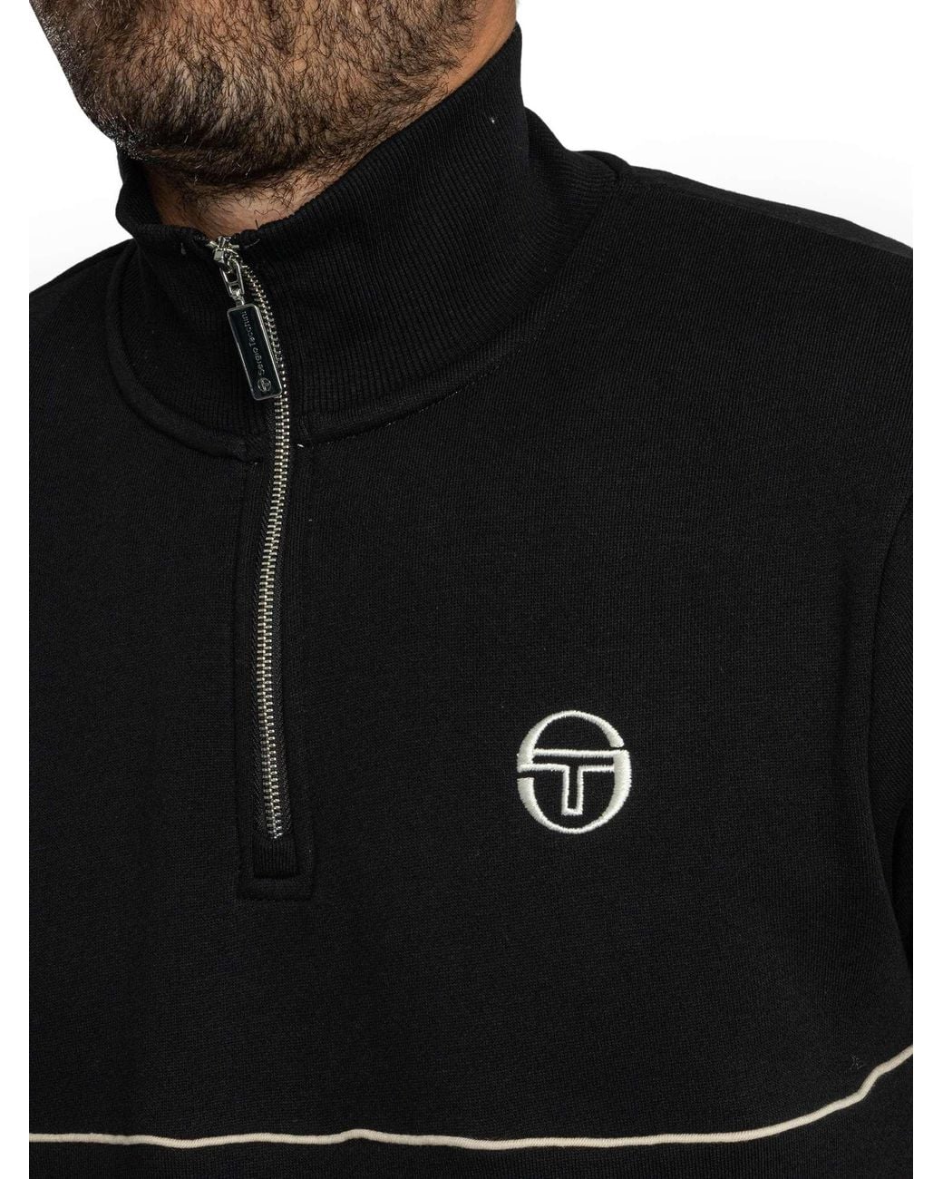 Sergio Tacchini Black Orion 1/4 Zip Sweatshirt for men