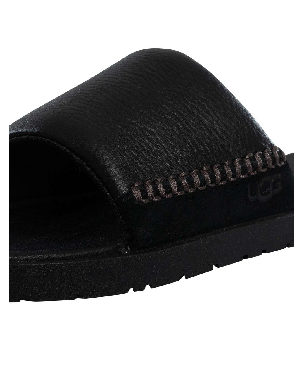 Ugg Black Seaside Ii Leather Sliders for men