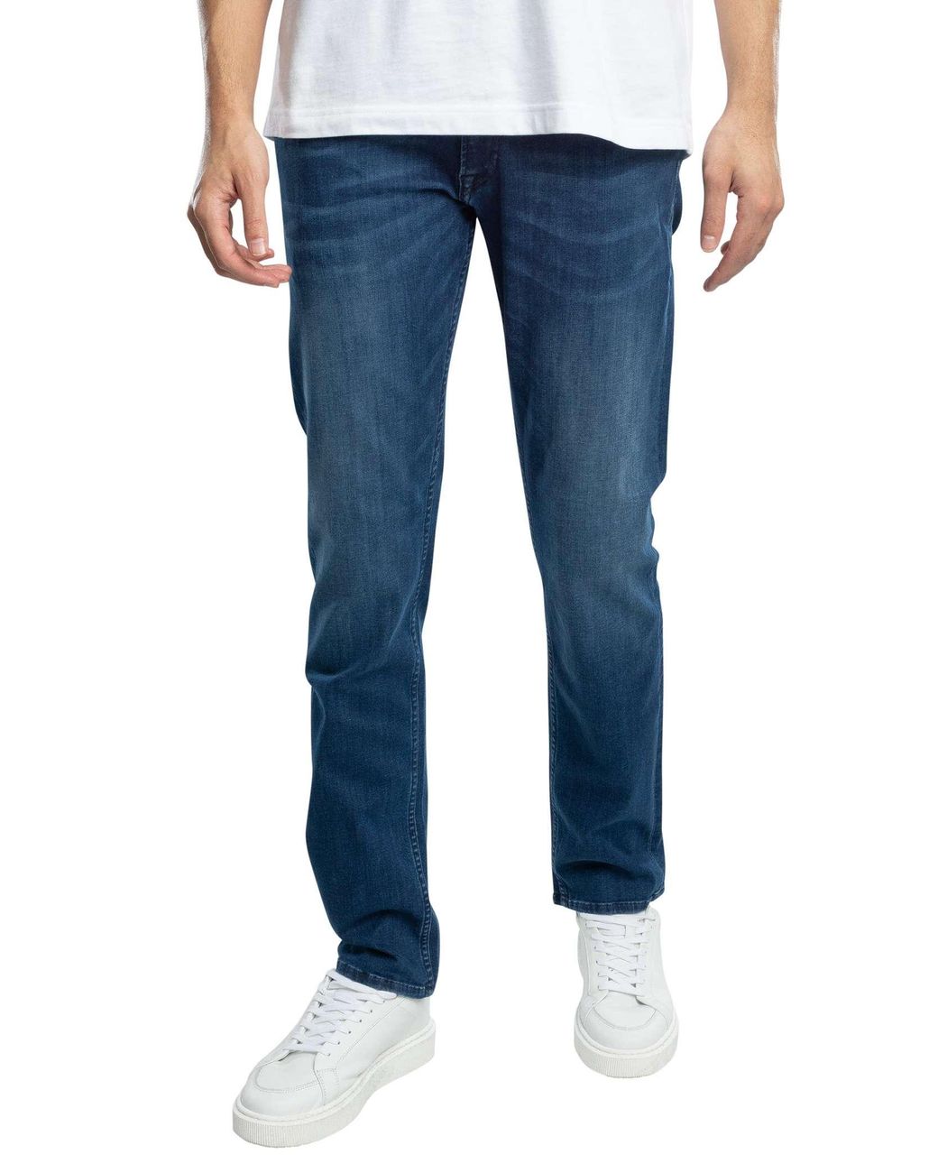 Replay Blue Men's Grover Straight-fit Jeans With Stretch for men