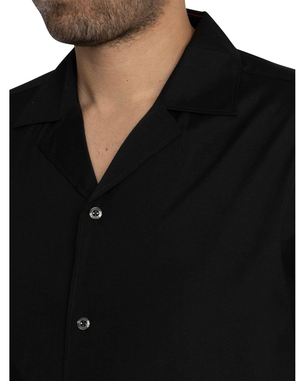 HUGO Black Ellino Shortsleeved Shirt for men