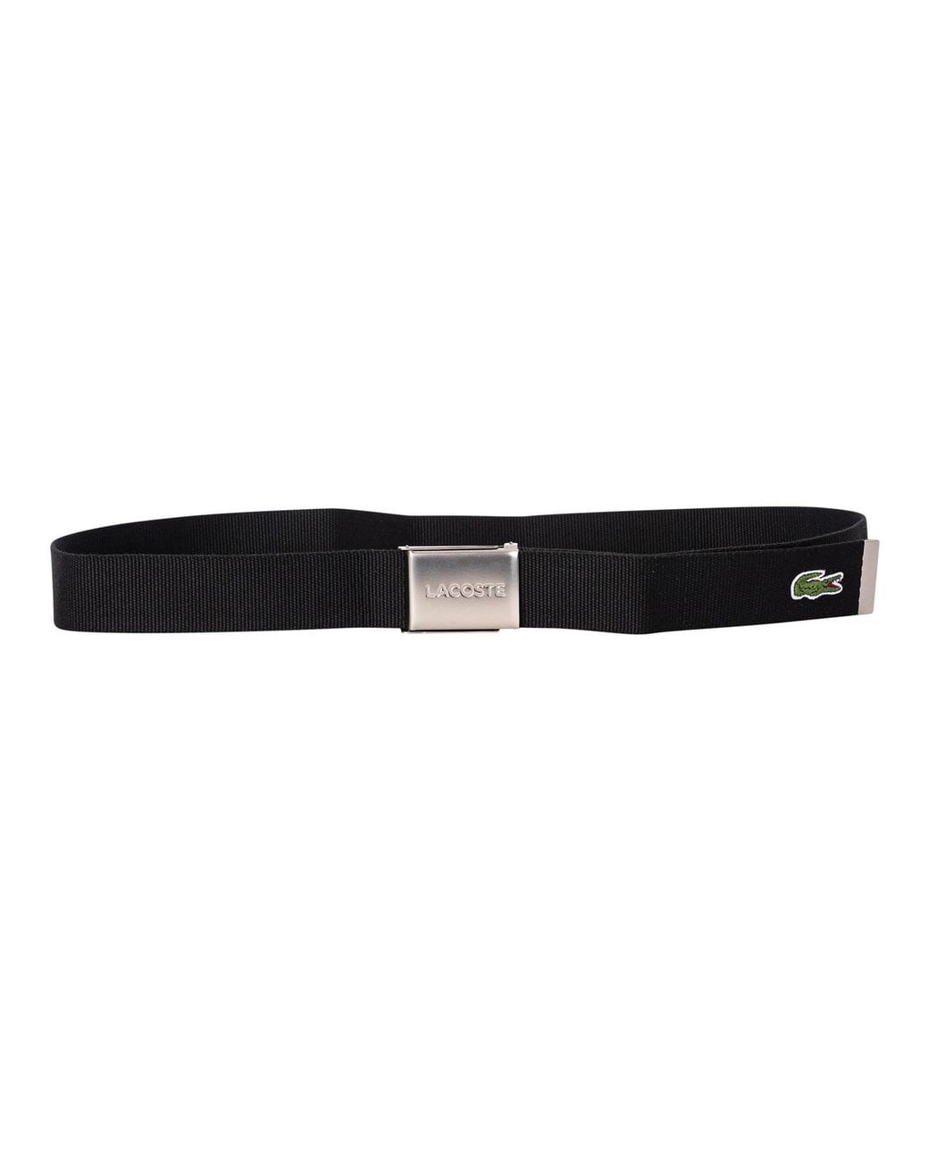 Lacoste Black Engraved Buckle Woven Belt for men
