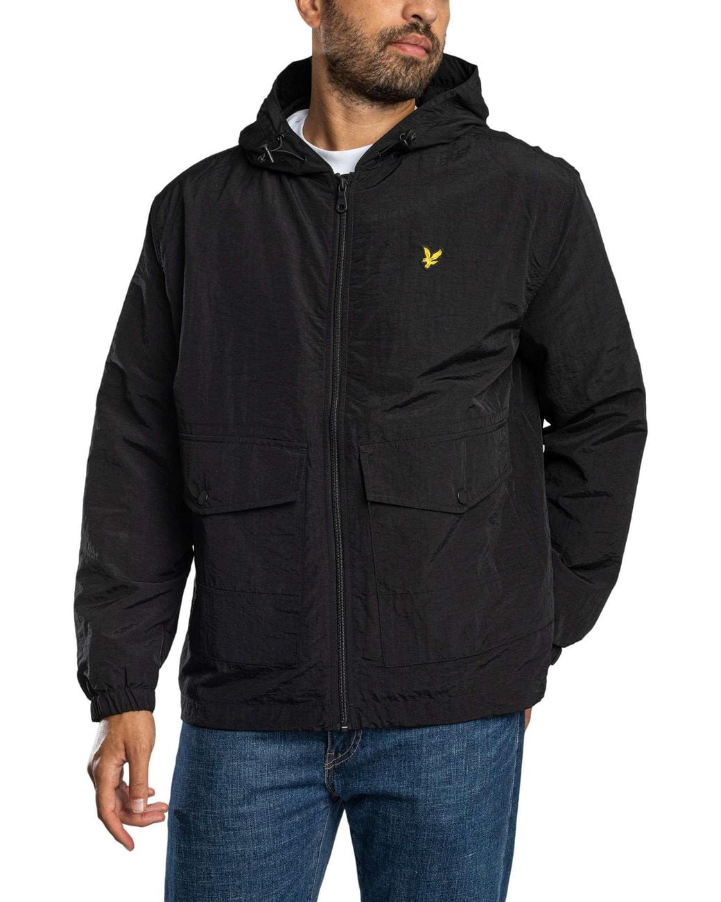Lyle & Scott Black Hooded Utility Jacket for men