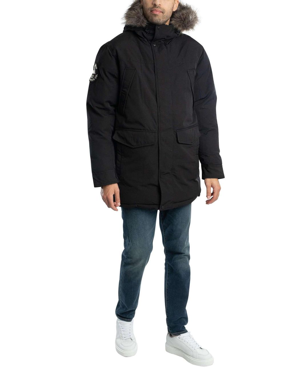 Superdry Black Everest Faux Fur Parka Jacket for men