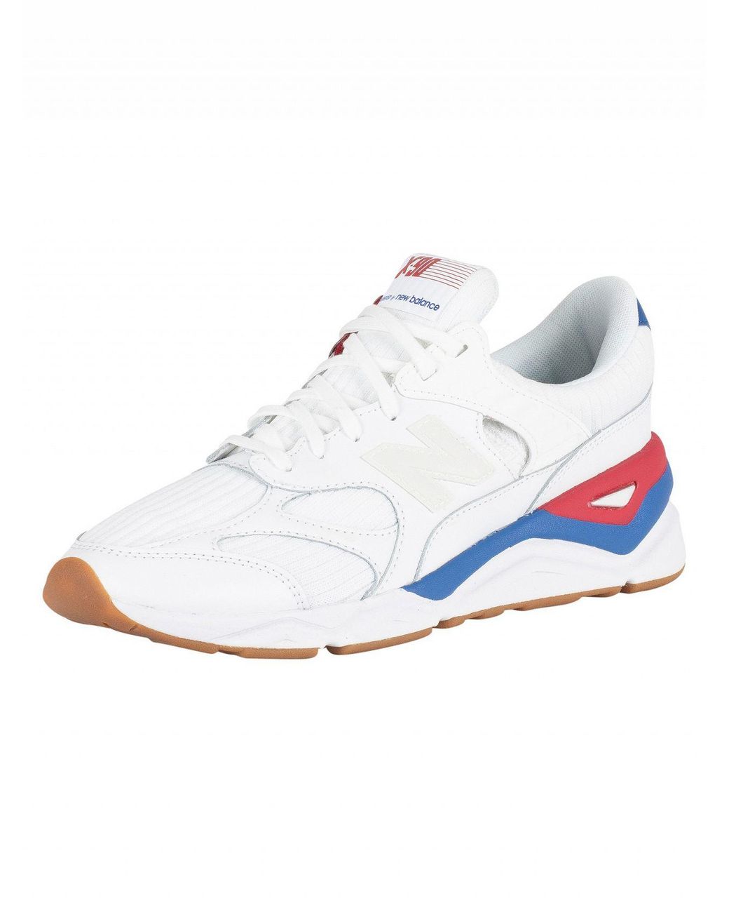 New Balance Suede White/blue/red X-90 Trainers for Men | Lyst