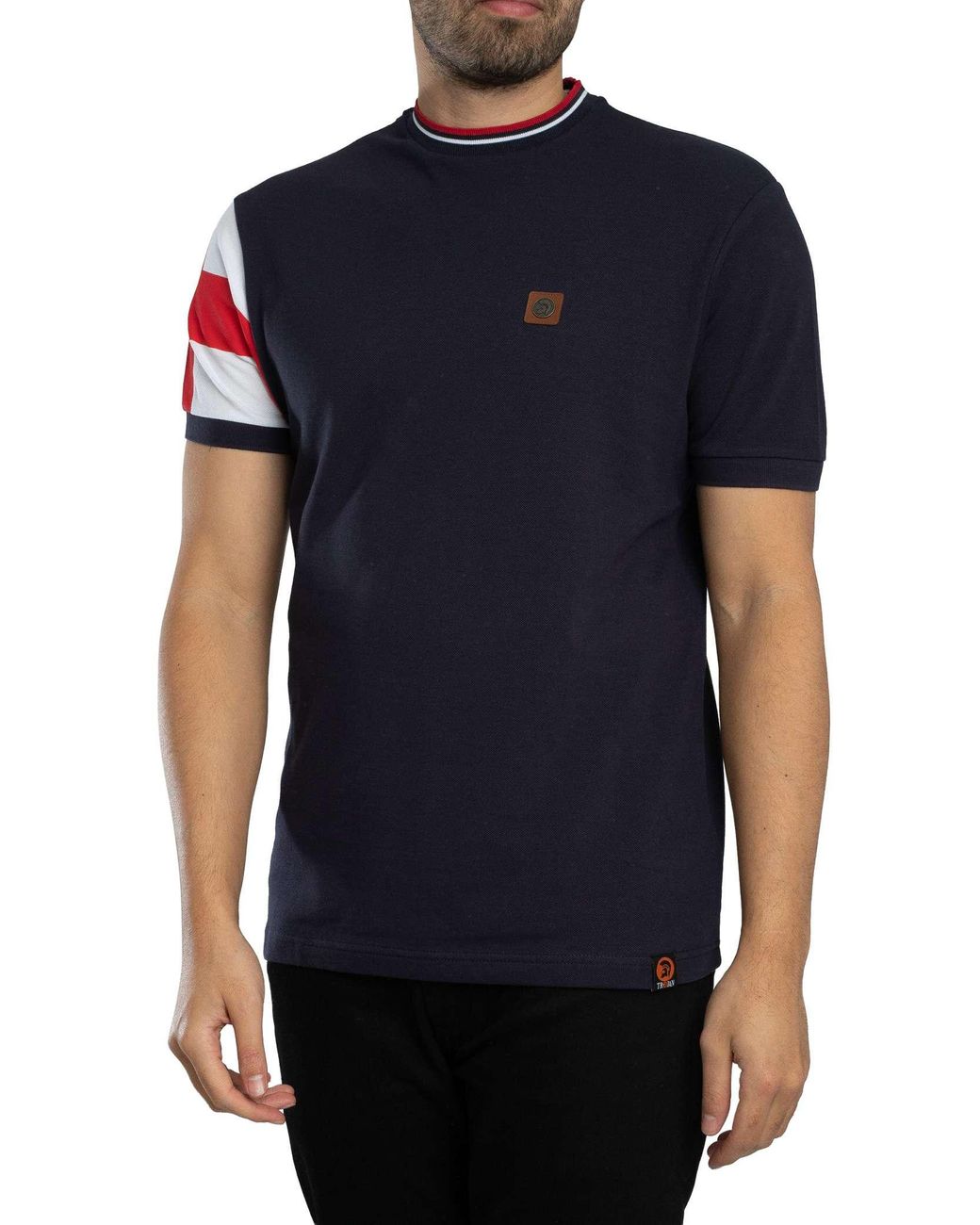 Trojan Blue Flag Print Pique T-Shirt for men