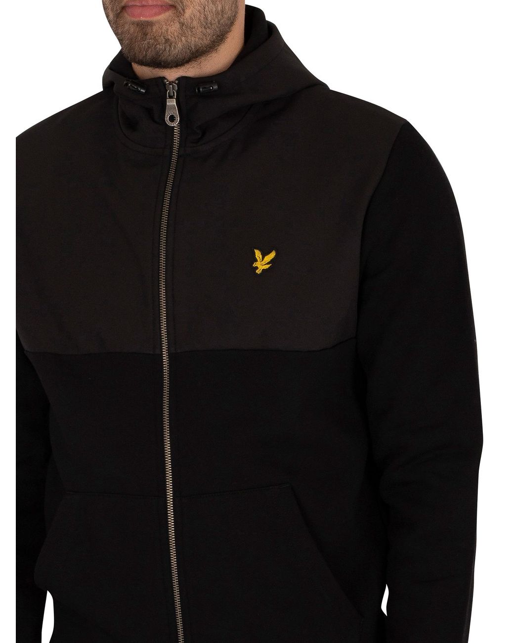 Lyle & Scott Softshell Jersey Zip Hoodie in Black for Men | Lyst