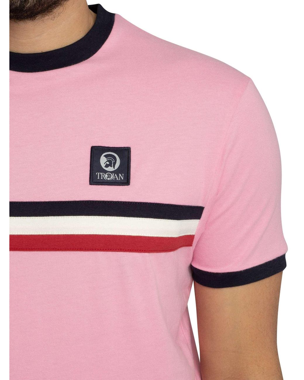 Trojan Pink Stripe Front T-Shirt for men