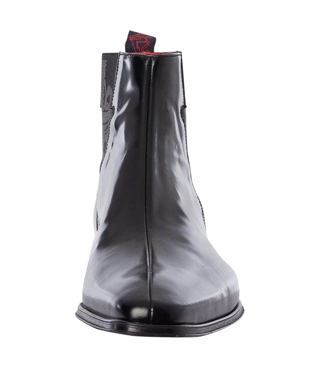 Jeffery West Black Skull Polished Leather Chelsea Boots for men