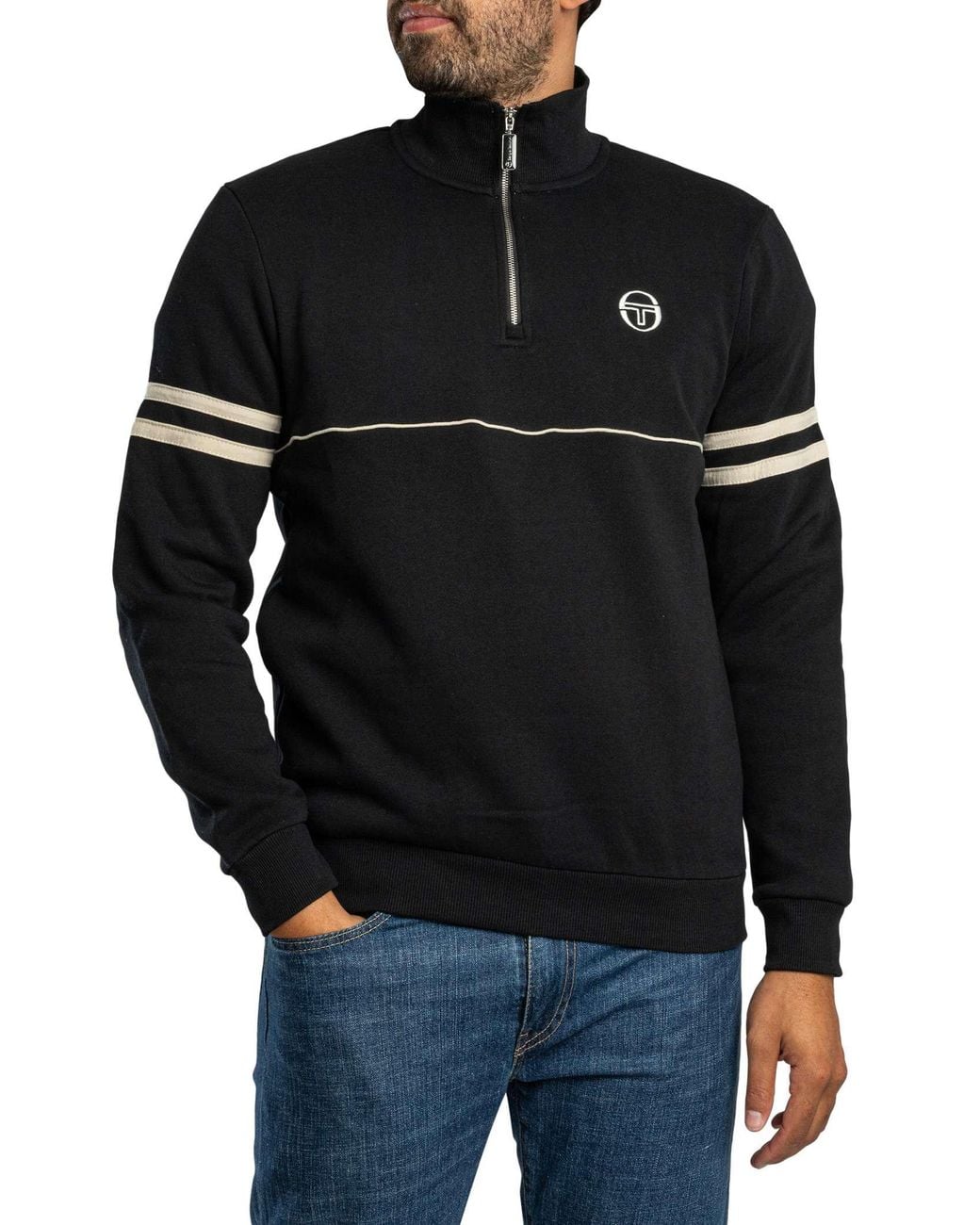 Sergio Tacchini Black Orion 1/4 Zip Sweatshirt for men