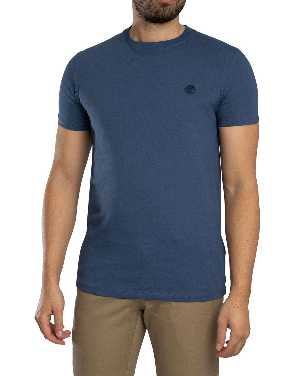 Timberland Blue Slim Fit Embroidered Logo T-Shirt for men