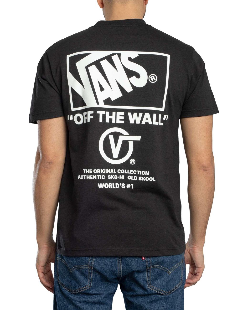 Vans Black Stacked Back Graphic T-Shirt for men