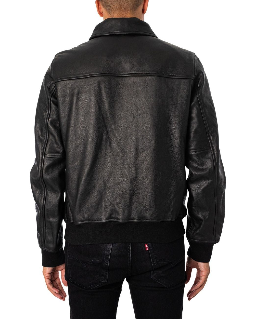 Schott Nyc Black Leather Flight Jacket for men