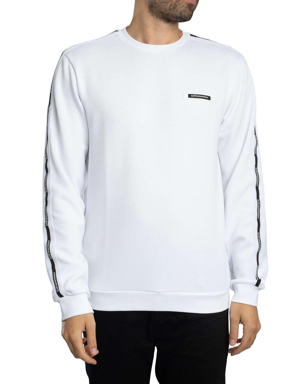 EA7 White Logo Tape Sweatshirt for men