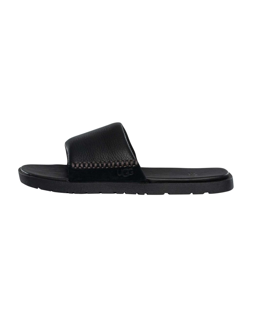 Ugg Black Seaside Ii Leather Sliders for men