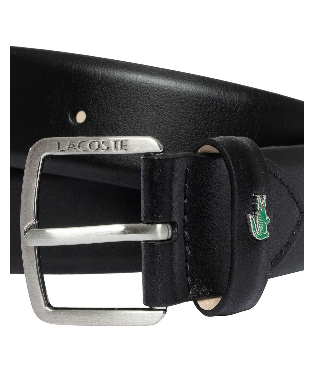 Lacoste Black Split Leather Belt for men