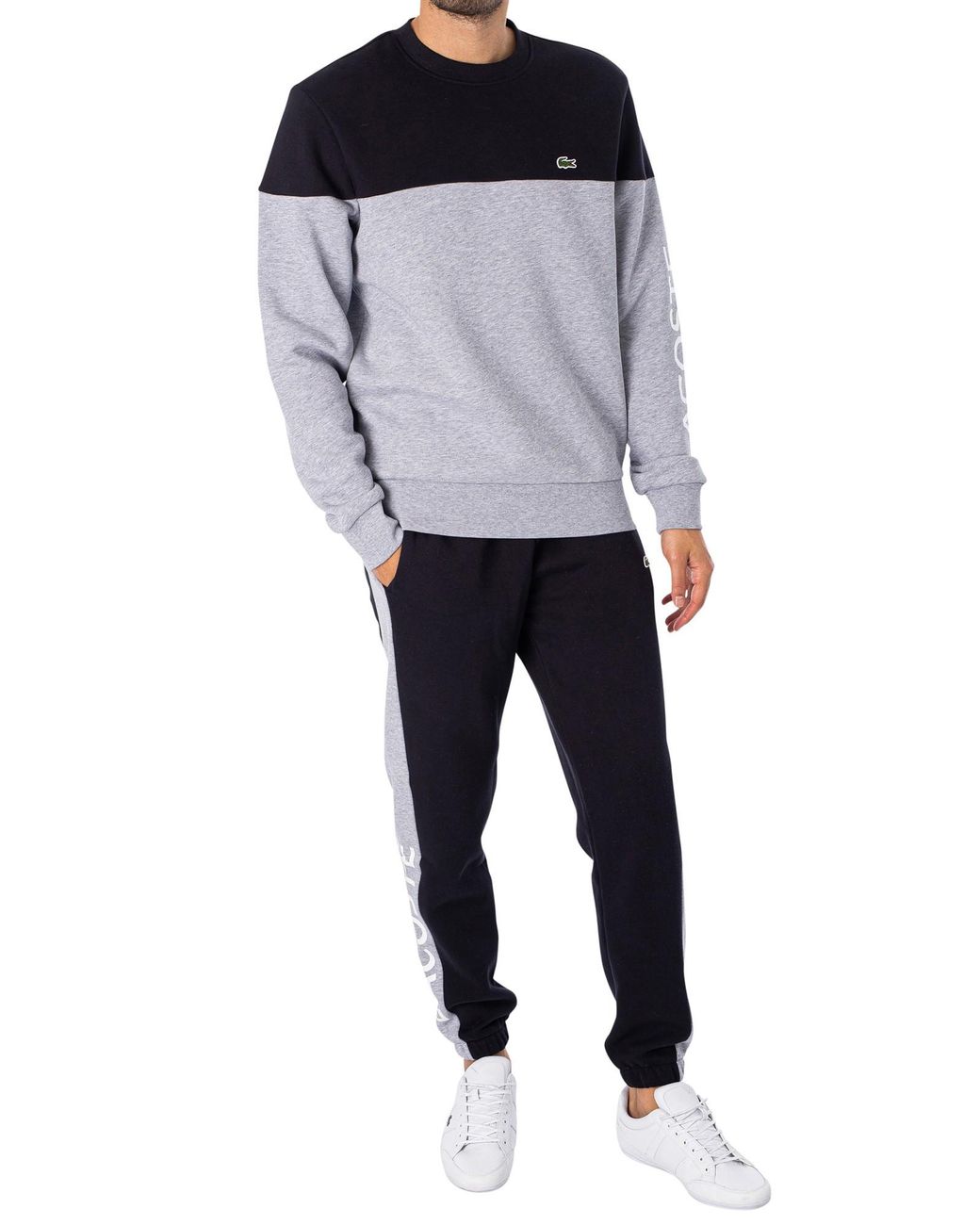 Lacoste Logo Sweatshirt in Gray for Men | Lyst