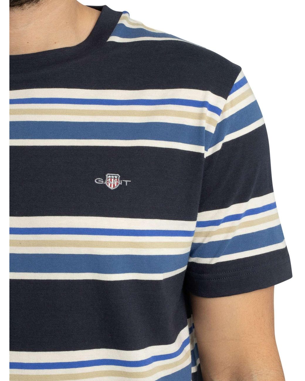 Gant Blue Multistripe T-Shirt for men