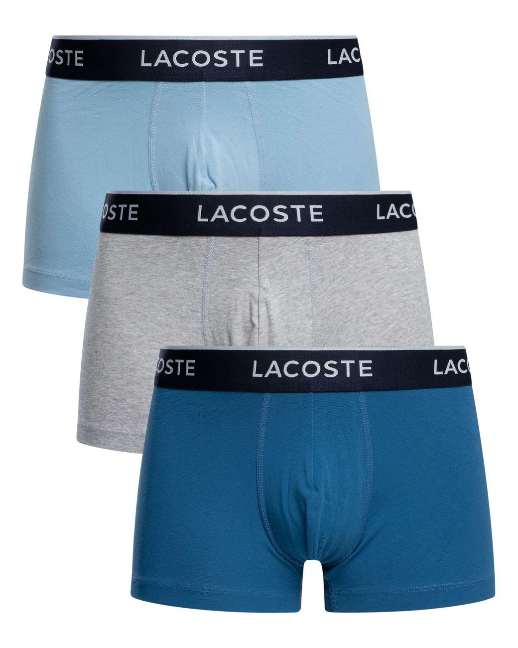 Lacoste Blue 3 Pack Cotton Stretch Trunks for men