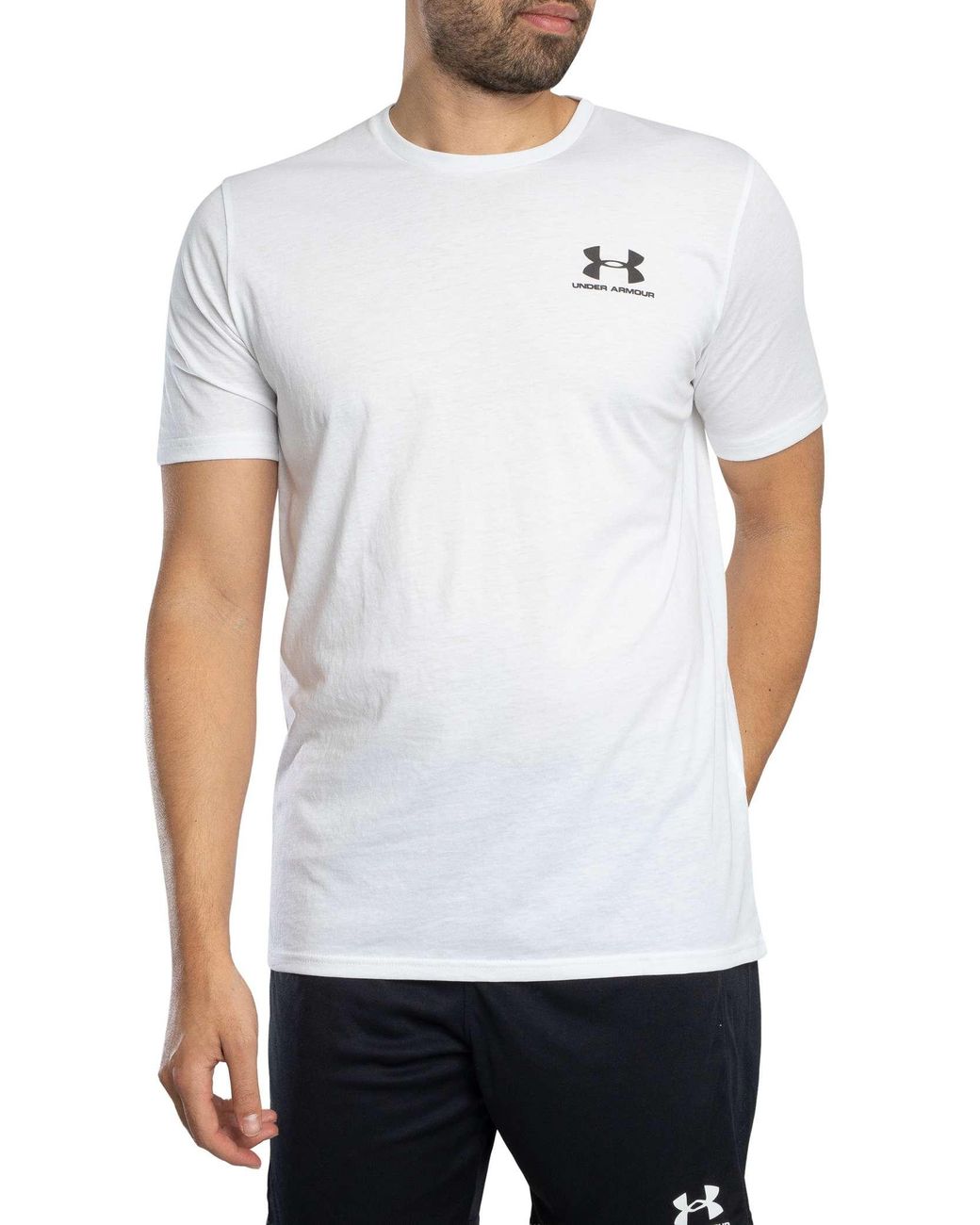 Under Armour White Loose Left Chest Logo T-Shirt for men