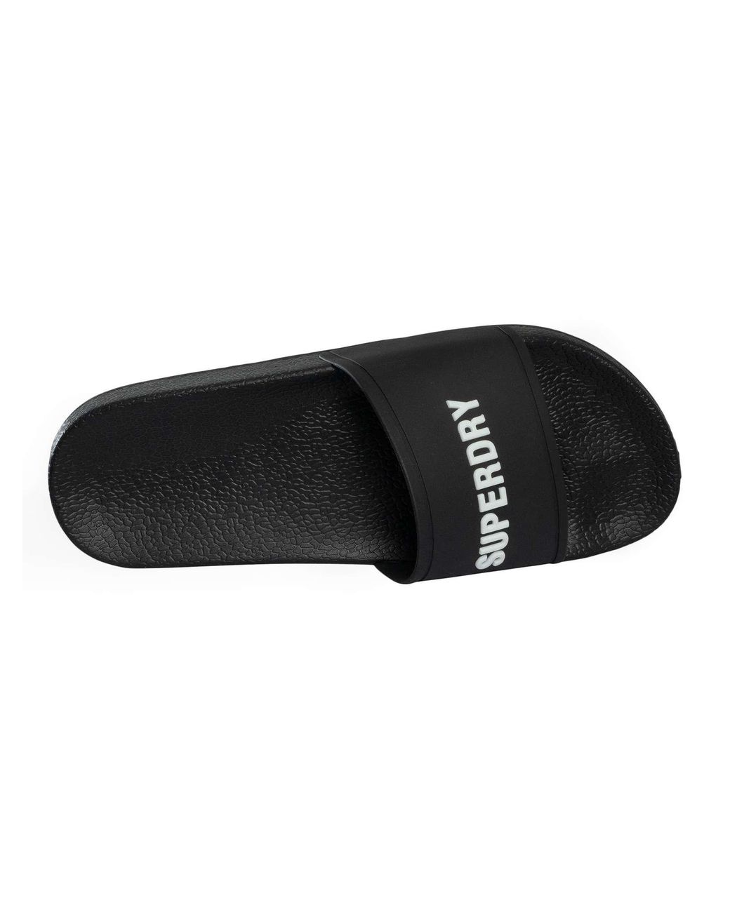Superdry Black Premium Graphic Pool Sliders for men