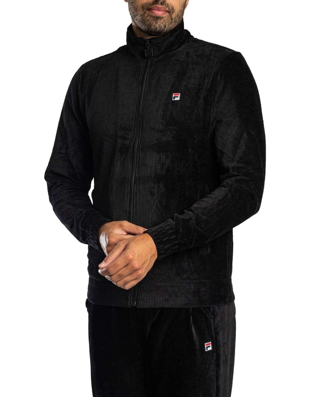 Fila Black Walter Corduroy Track Jacket for men