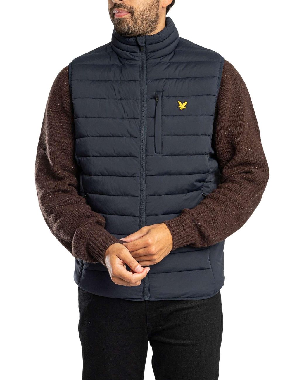 Lyle & Scott Blue Stretch Lightweight Quilted Gilet for men