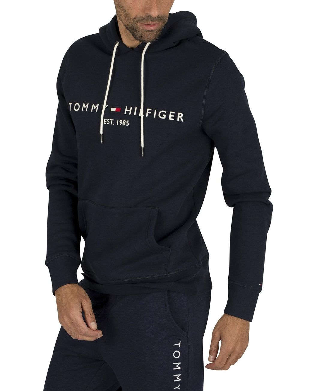 tommy hilfiger logo hoodie blue
