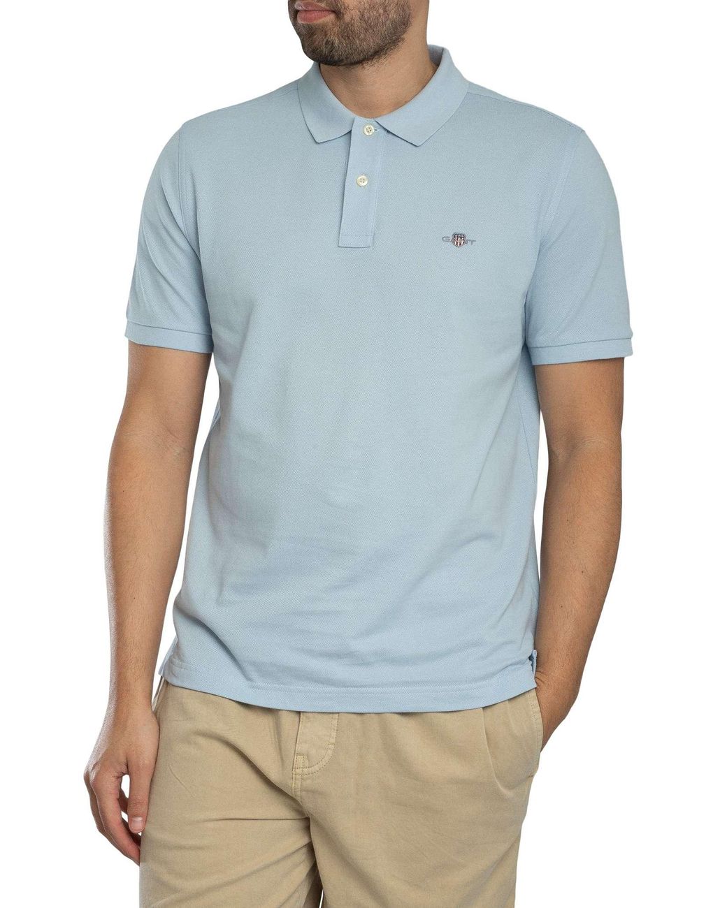 Gant Blue Regular Shield Pique Polo Shirt for men