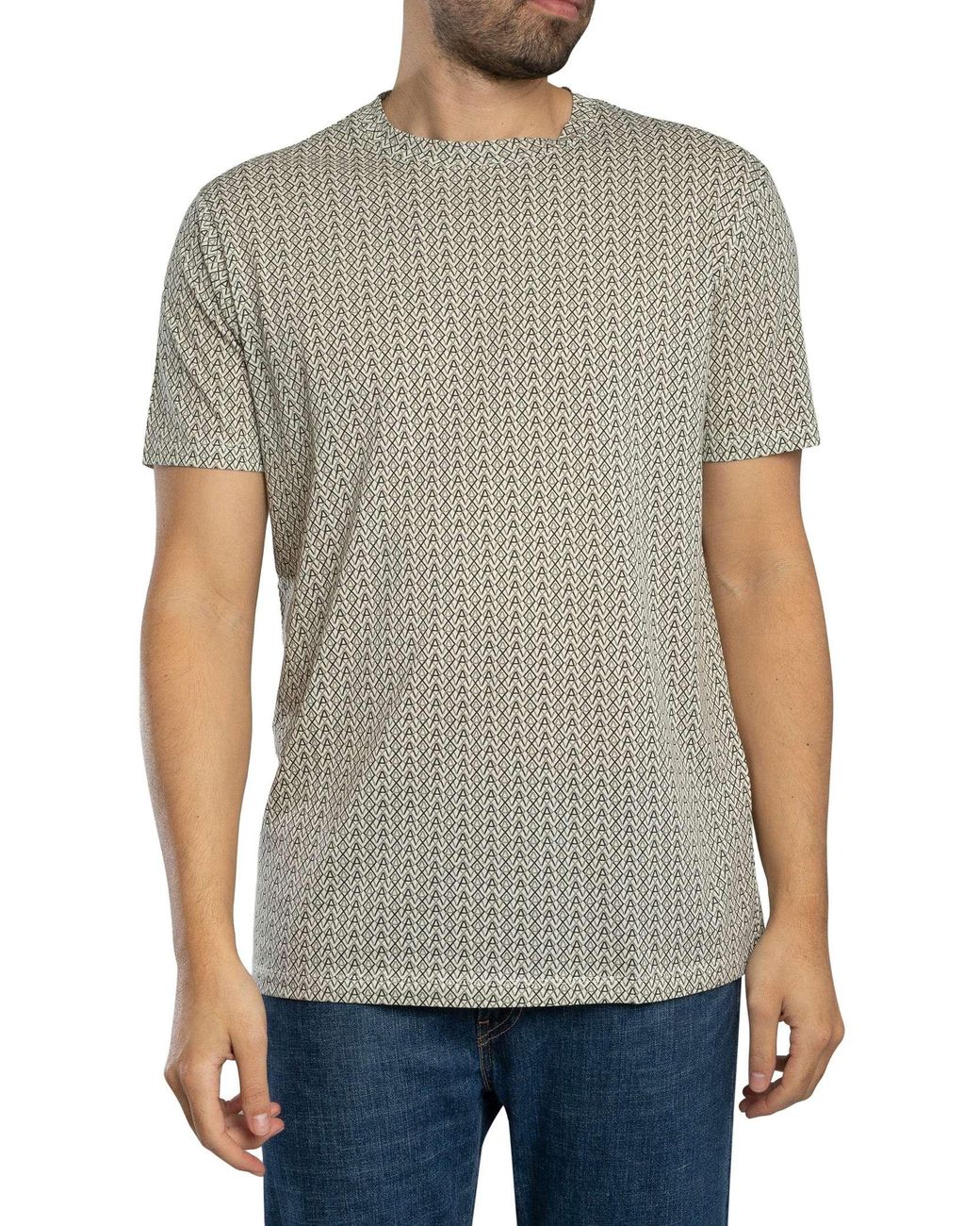 ARMANI EXCHANGE Gray Brand All Over T-Shirt for men