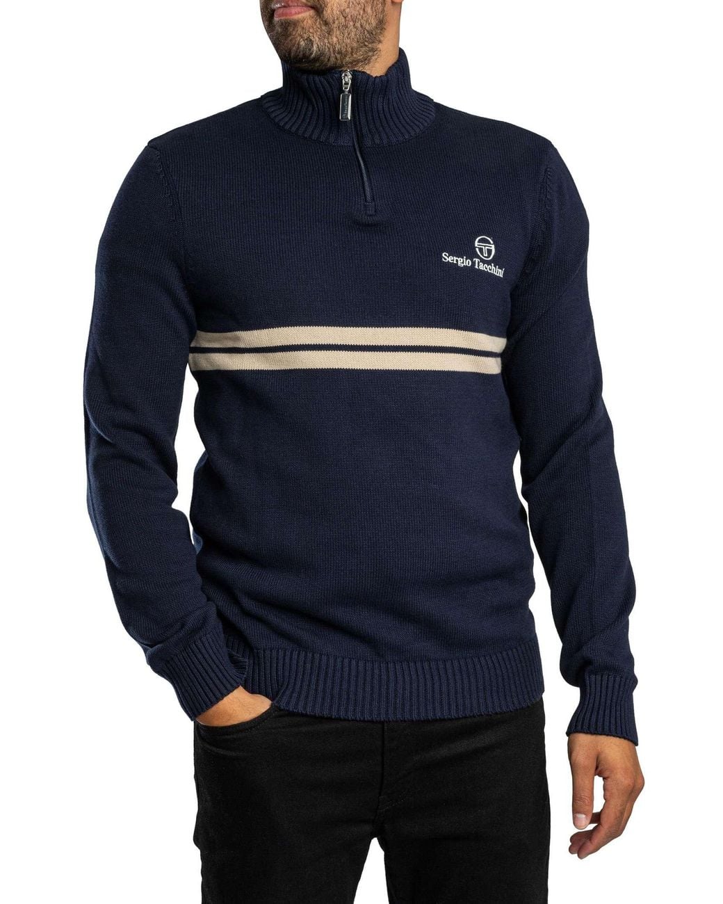 Sergio Tacchini Blue New Dallas 1/4 Zip Knit for men