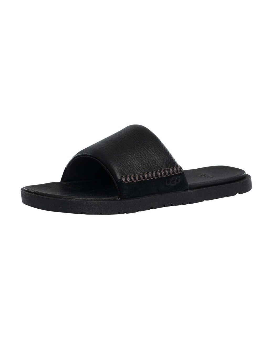 Ugg Black Seaside Ii Leather Sliders for men