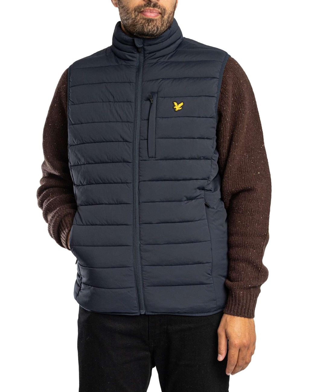 Lyle & Scott Blue Stretch Lightweight Quilted Gilet for men