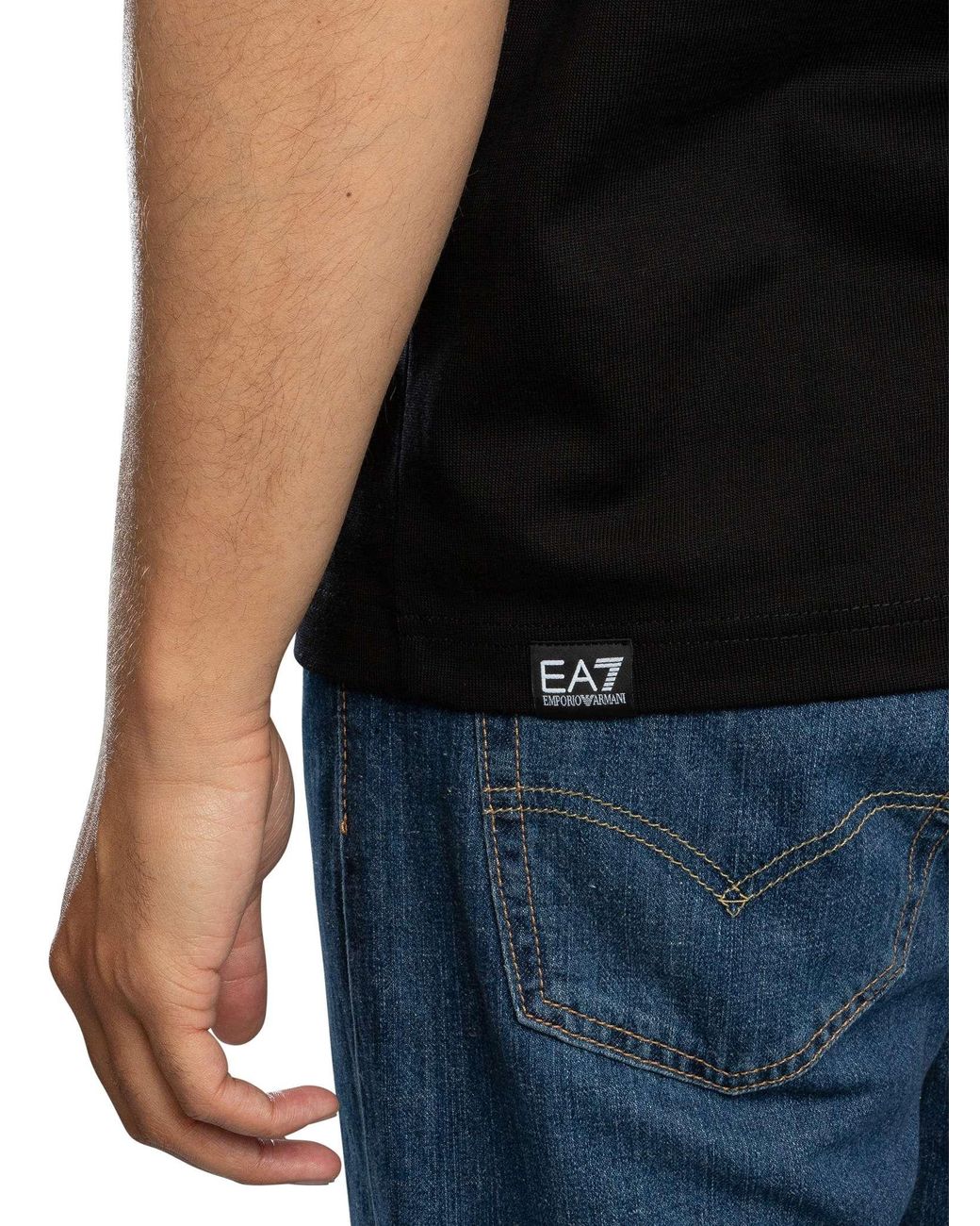 EA7 Black Regular Fit Mega Graphic T-Shirt for men