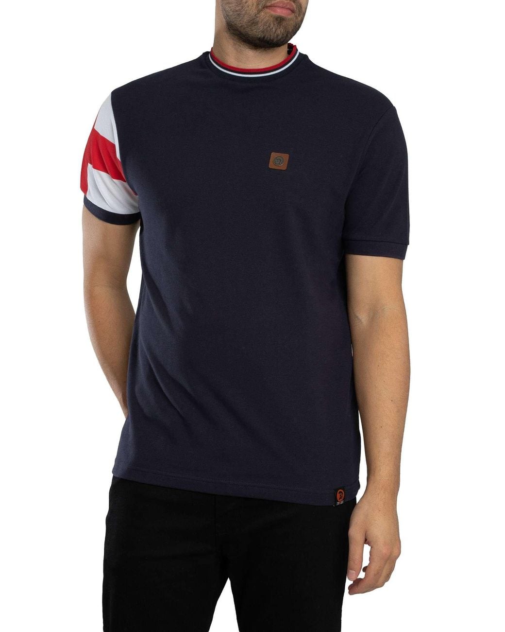 Trojan Blue Flag Print Pique T-Shirt for men
