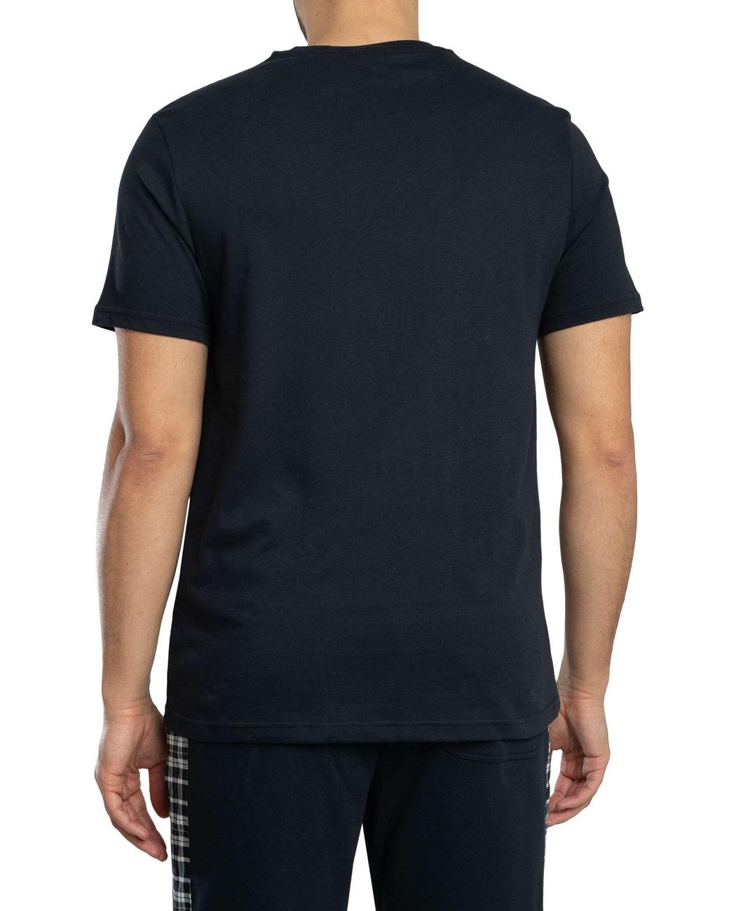 Lyle & Scott Black Check Panelled T-Shirt for men