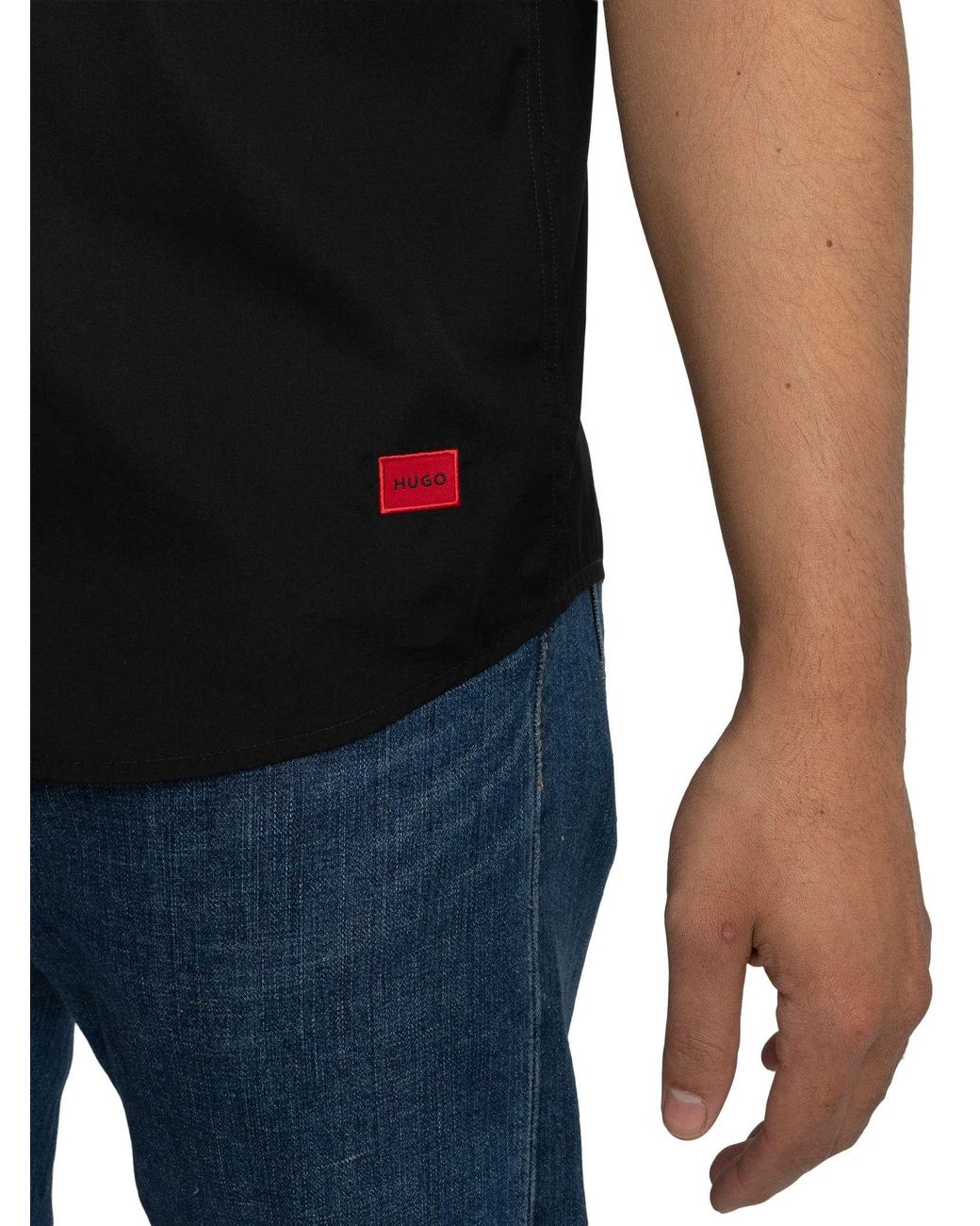 HUGO Black Ellino Shortsleeved Shirt for men