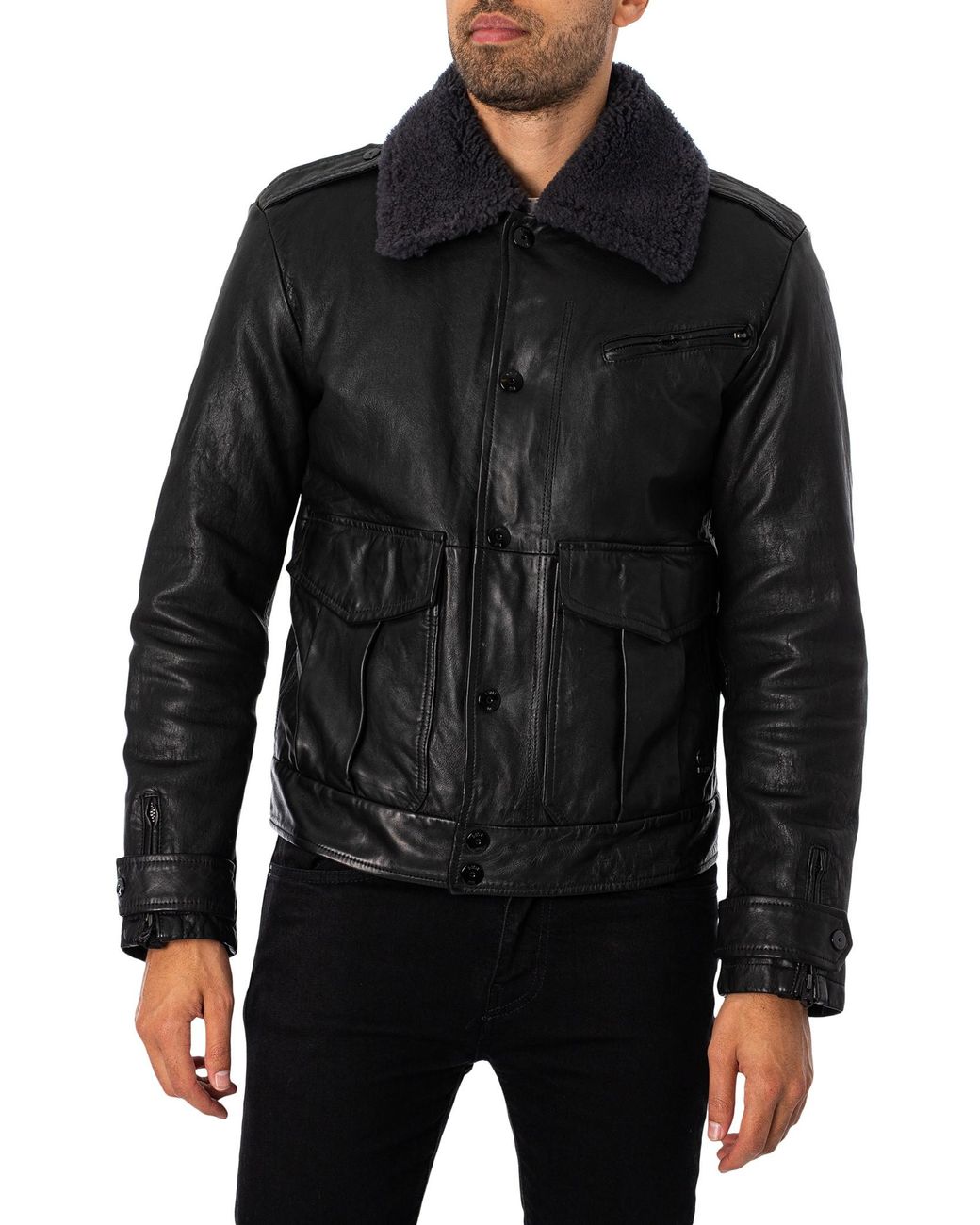 G-STAR RAW REVENDE LEATHER JACKET ブラック G-STAR RAW REVENDE LEATHER JACKET ブラック メンズ