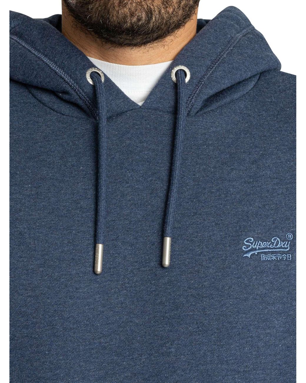 Superdry Blue Essential Logo Pullover Hoodie for men