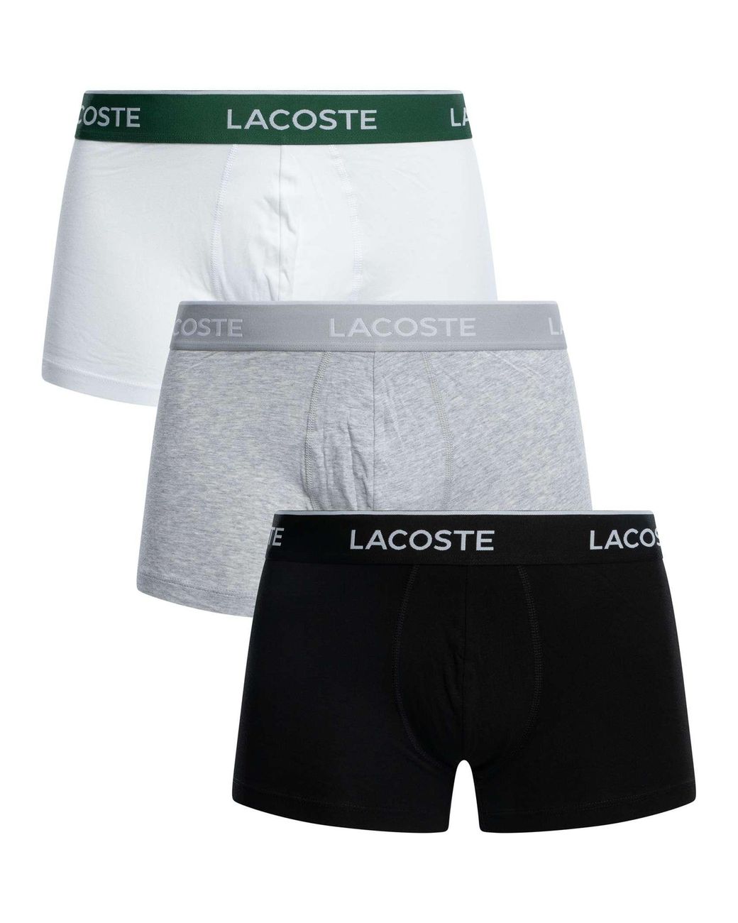 Lacoste Gray 3 Pack Cotton Stretch Trunks for men