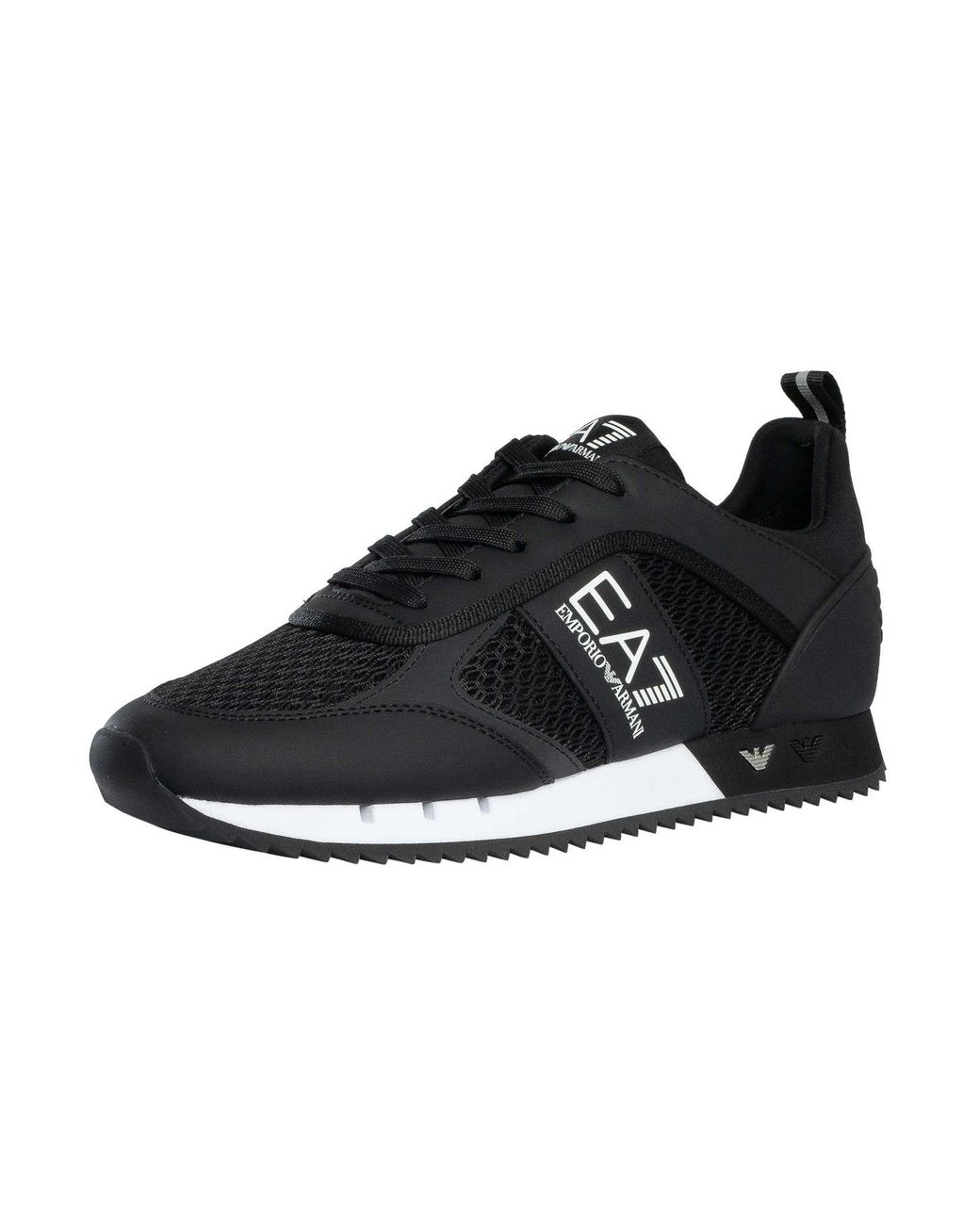 EA7 Black Athletic Logo Mesh Trainers for men